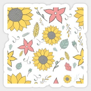 Cute flower floral pattern with sunflowers and other sweet florals Sticker